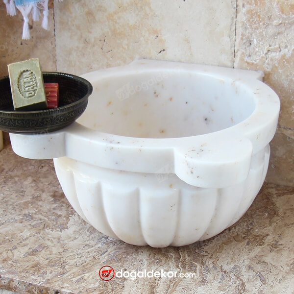 Mermer Hamam Kurnası (Beyaz Kavun Dilimli Model) -DT1632